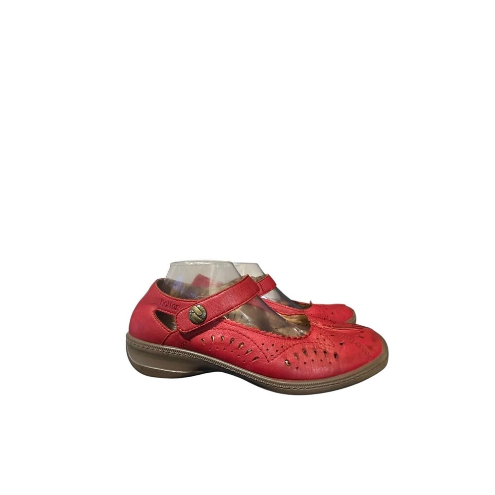 Hotter Mary Jane Hook Loop Comfy Red Shoes Womens Size 9 Made in England Boho